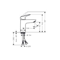 HGrohe Logis 100 wastafelmengkraan sprong 108 mm chroom