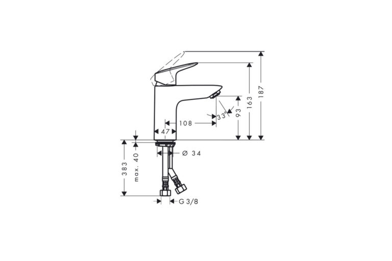 HGrohe Logis 100 wastafelmengkraan sprong 108 mm chroom