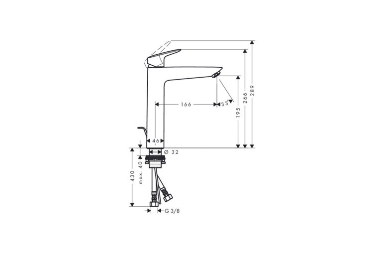 HGrohe Logis 190 wastafelmengkraan sprong 166 mm chroom