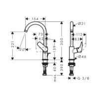 HGrohe Logis 210 wastafelmengkraan draaibaar sprong 154 mm chroom