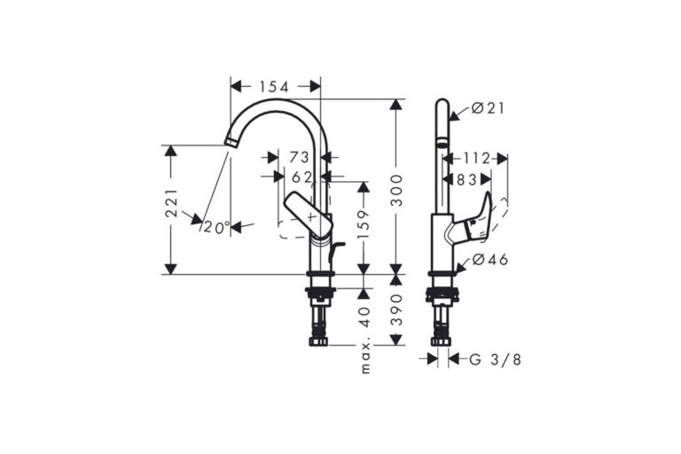 HGrohe Logis 210 wastafelmengkraan draaibaar sprong 154 mm chroom