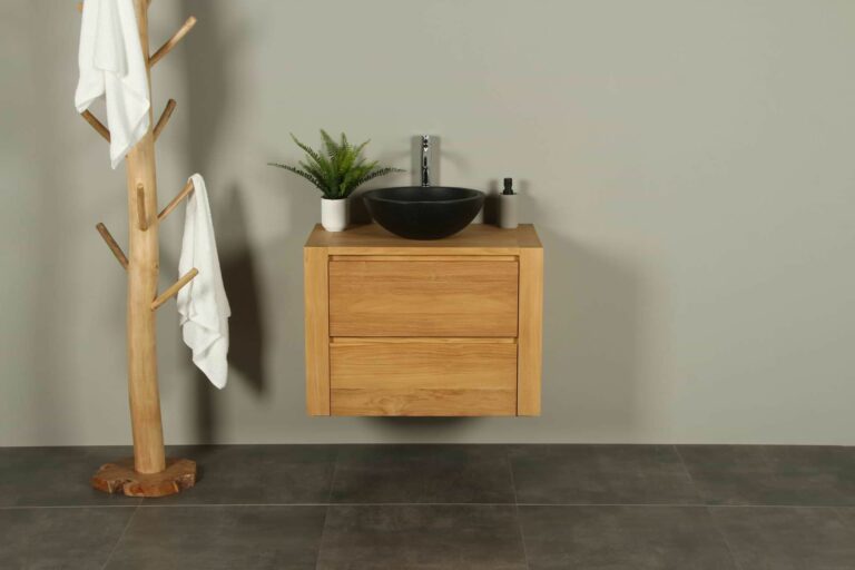 wastafelmeubel teak 75 Sukaria deuren - Badkamer