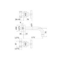 Paffoni Quattro 3-gats inbouwwandkraan sprong 175 mm chroom