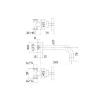 Paffoni Quattro 3-gats inbouwwandkraan sprong 245 mm chroom