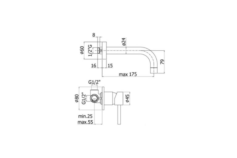 Paffoni Stick 2-gats inbouwmengkraan LIG006CR70 sprong 175 mm chroom