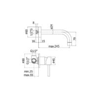 Paffoni Stick 2-gats inbouwmengkraan sprong 245 mm chroom