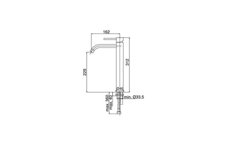 Paffoni light verhoogde waskom mengkraan LIG081CR sprong 162 mm chroom