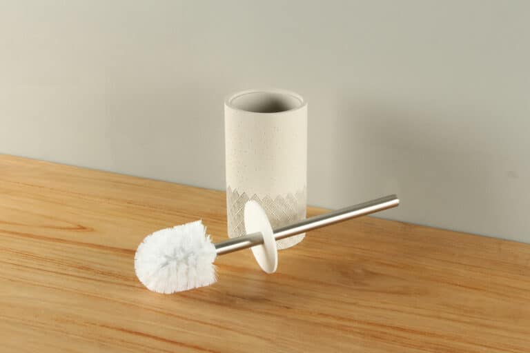 Toiletborstelhouder mat crème stippen ruit polyresin BE-AT002