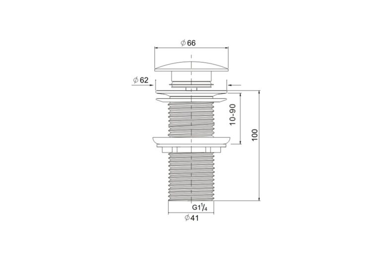 Lange afvoerplug clickwaste BE-I100N geborsteld RVS afsluitbaar 1¼