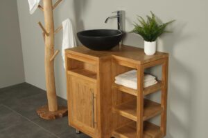 Badkamermeubel hout Kerinci 75 cm teakhout deur links