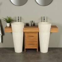 Badkamermeubel teak 160 cm crème waszuilen Tambora