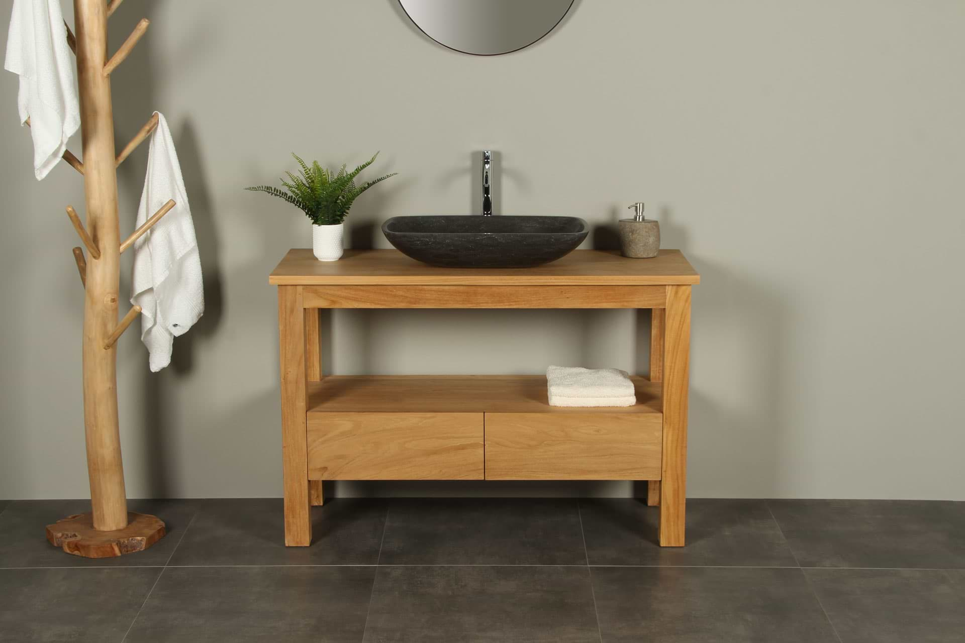 Gaan maïs Identiteit Badkamermeubel Hout Console Table 120 cm met Laden Massief Teakhout -  Badkamer Exclusief