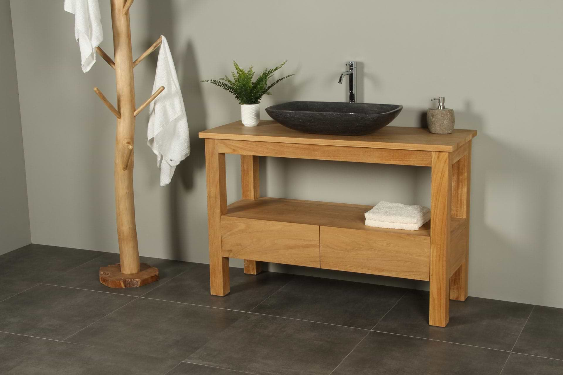 hout schattig Ontwijken Badkamermeubel Hout Console Table 120 cm met Laden Massief Teakhout -  Badkamer Exclusief