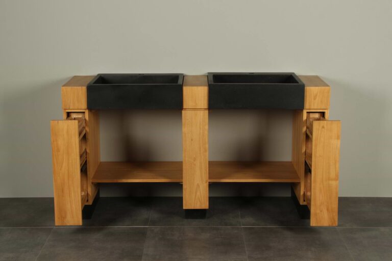 Badmeubel teak Galunggung double 168 cm terrazzo 2k