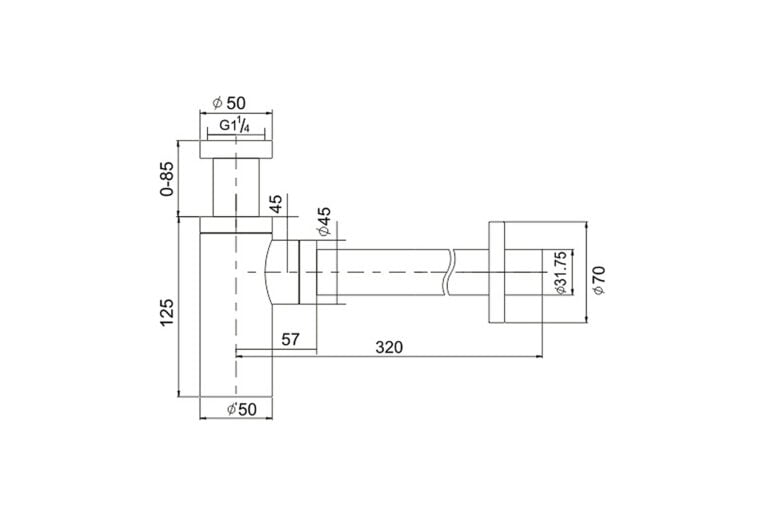 Design sifon chroom 1¼ BE-I200 C