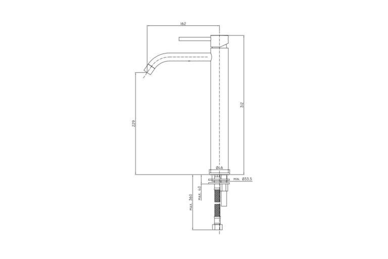 Paffoni light hoge kraan mat zwart sprong 162 mm LIG081NO