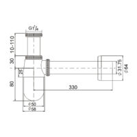 Standaard sifon chroom 1¼ BE-I210