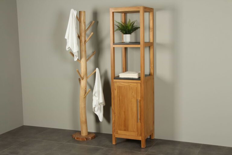 Staande badkamerkast teakhout Tall cabinet 180 cm