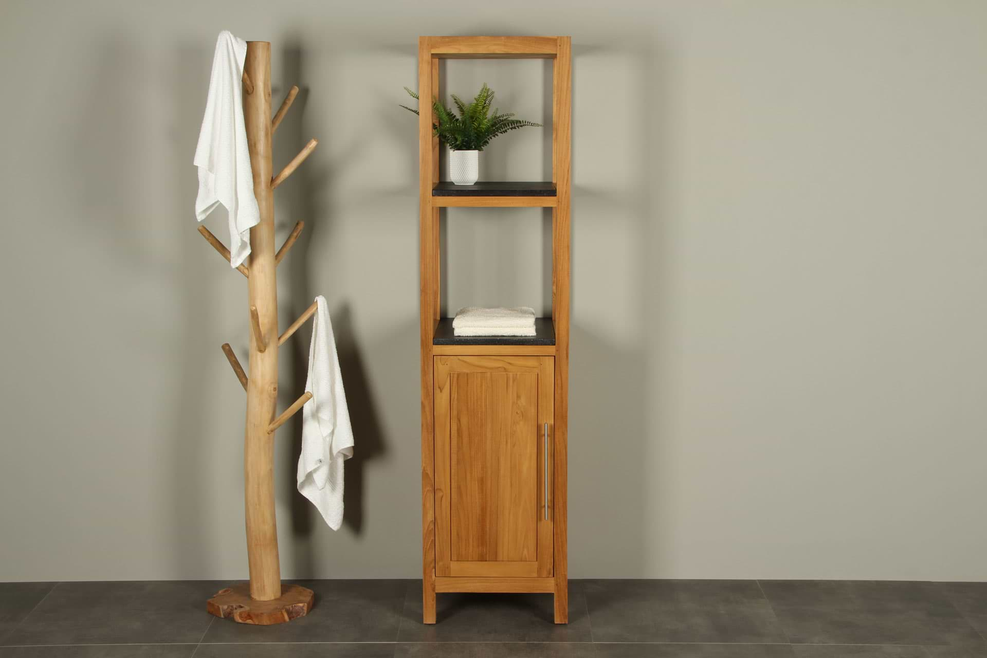 fiets steenkool energie Staande badkamerkast teakhout Tall cabinet 180 cm - Badkamer Exclusief