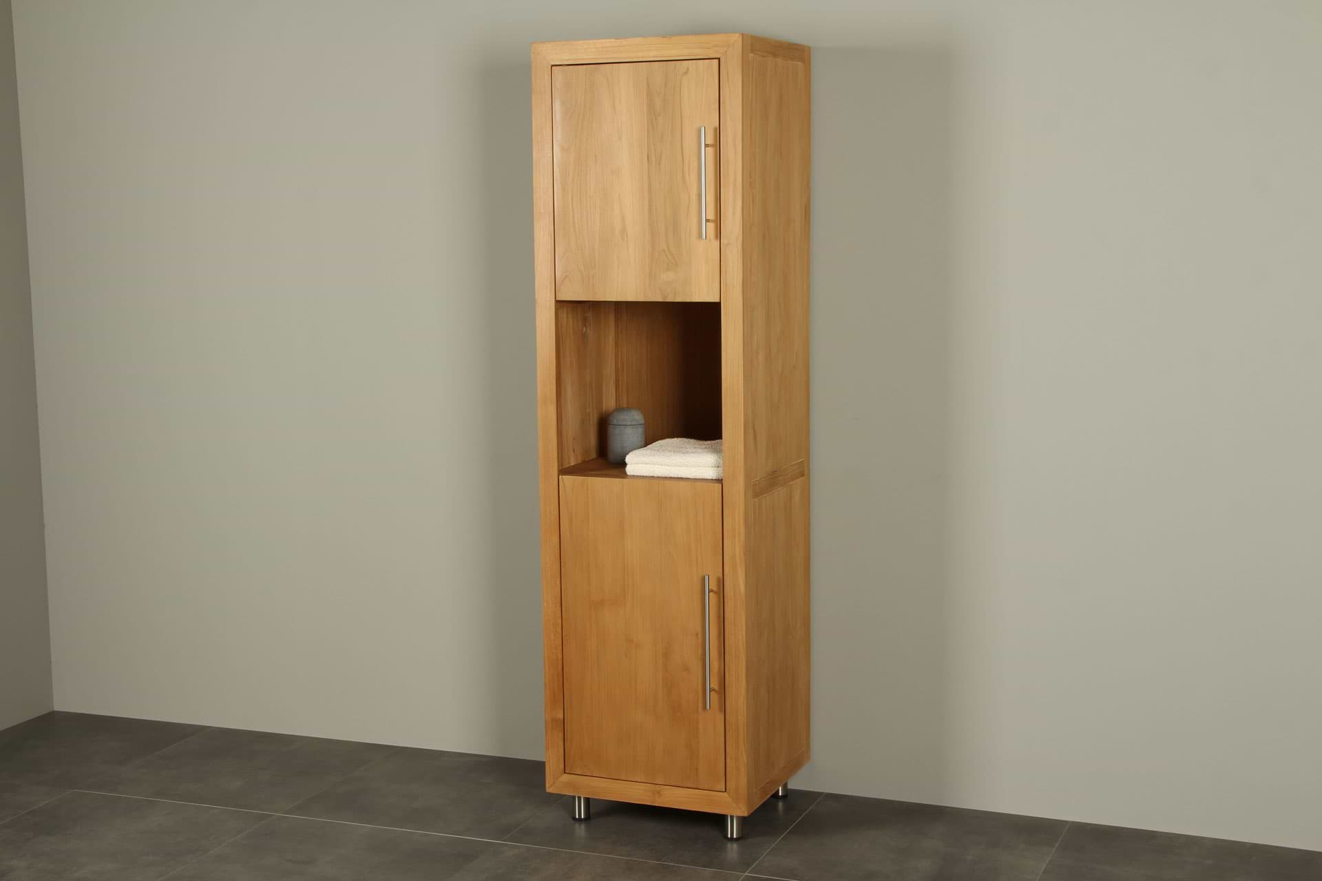 Kust religie Heiligdom Teak badkamerkast hoog Muria 180 cm - Badkamer Exclusief