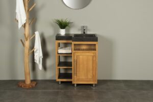 Teak badkamermeubel Kerinci 75 cm hardsteen deur rechts