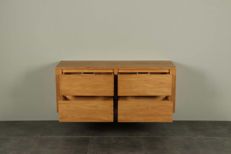 Zwevend badkamermeubel teak Sukaria 140 cm met laden