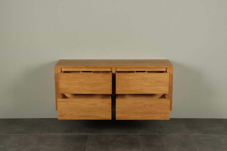Zwevend badkamermeubel teak Sukaria 140 cm met laden
