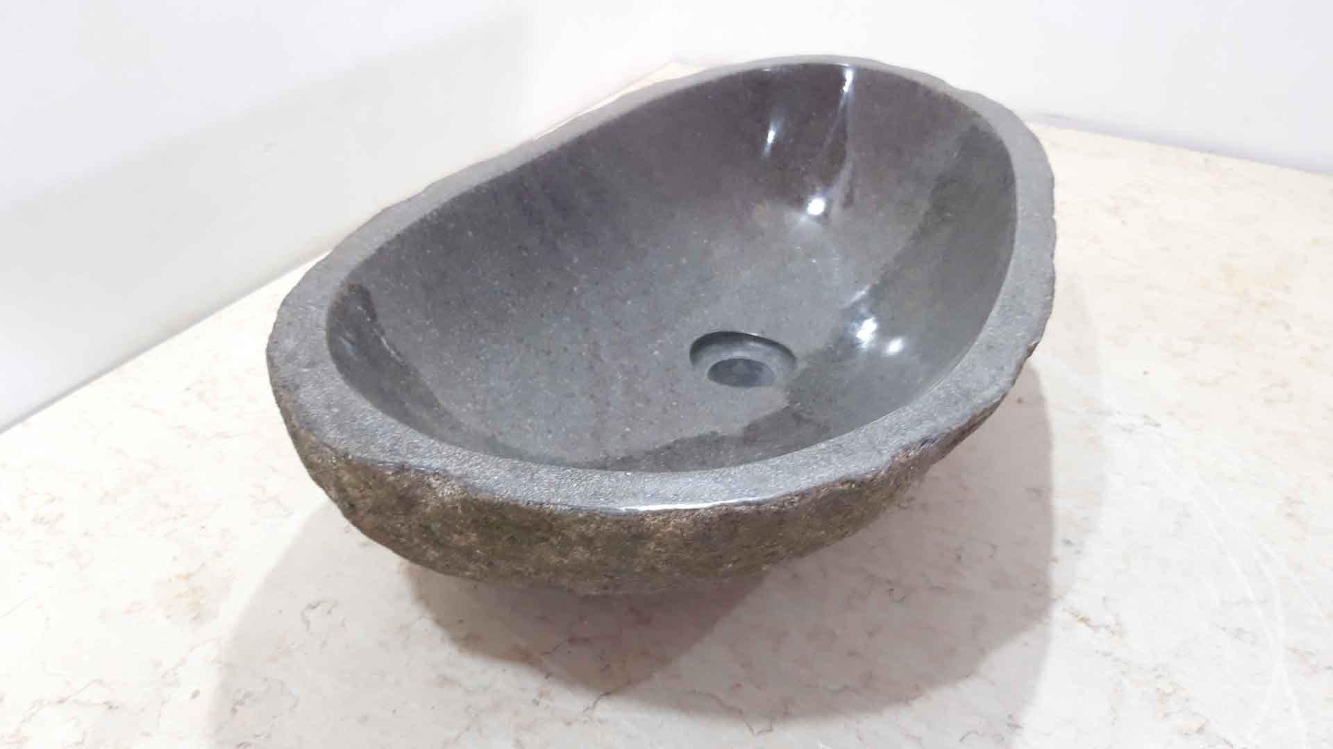Waskom riviersteen RXL221118, 61x34x15 cm