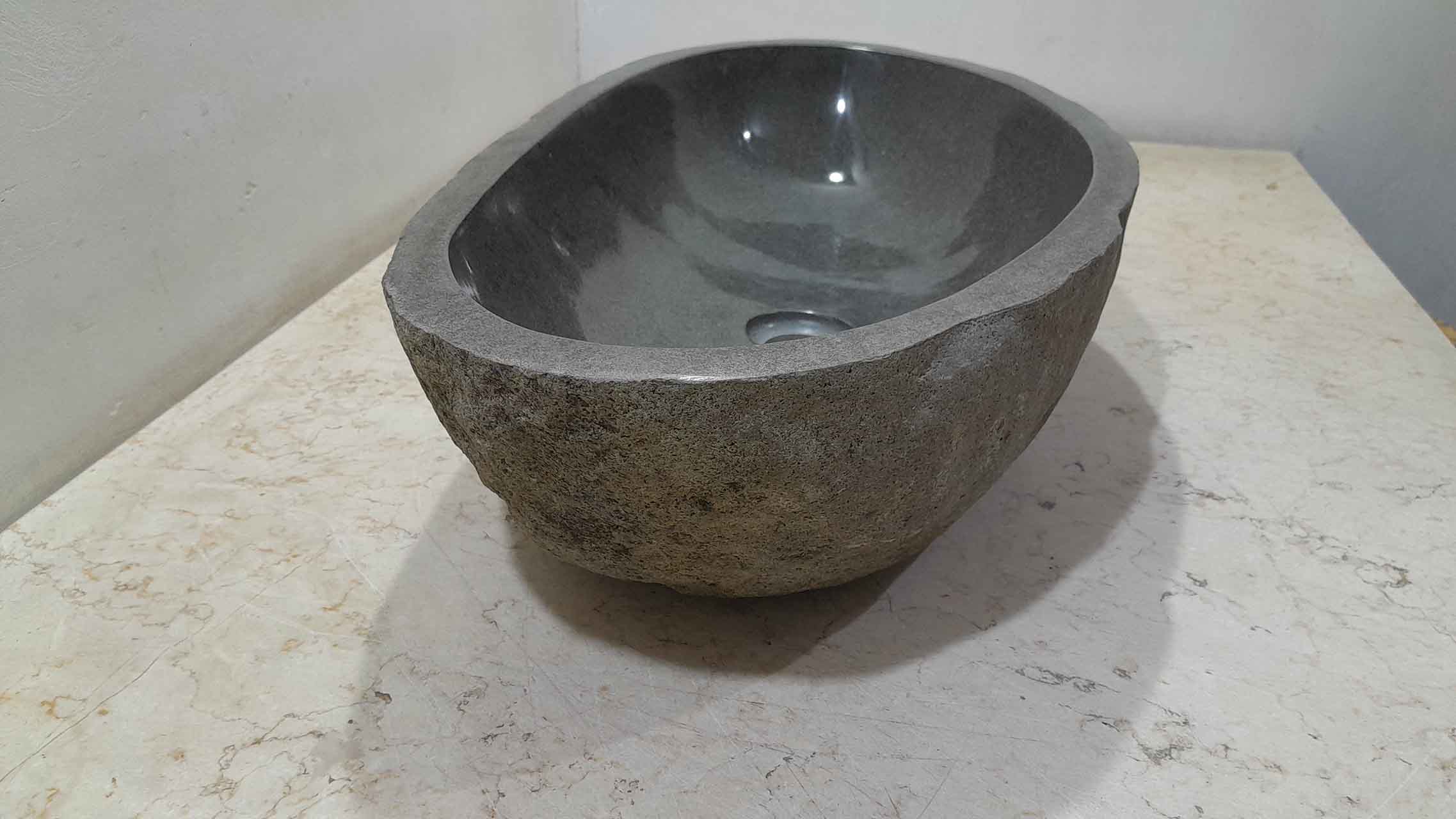 Riviersteen waskom RXL231114, 62x35x15 cm