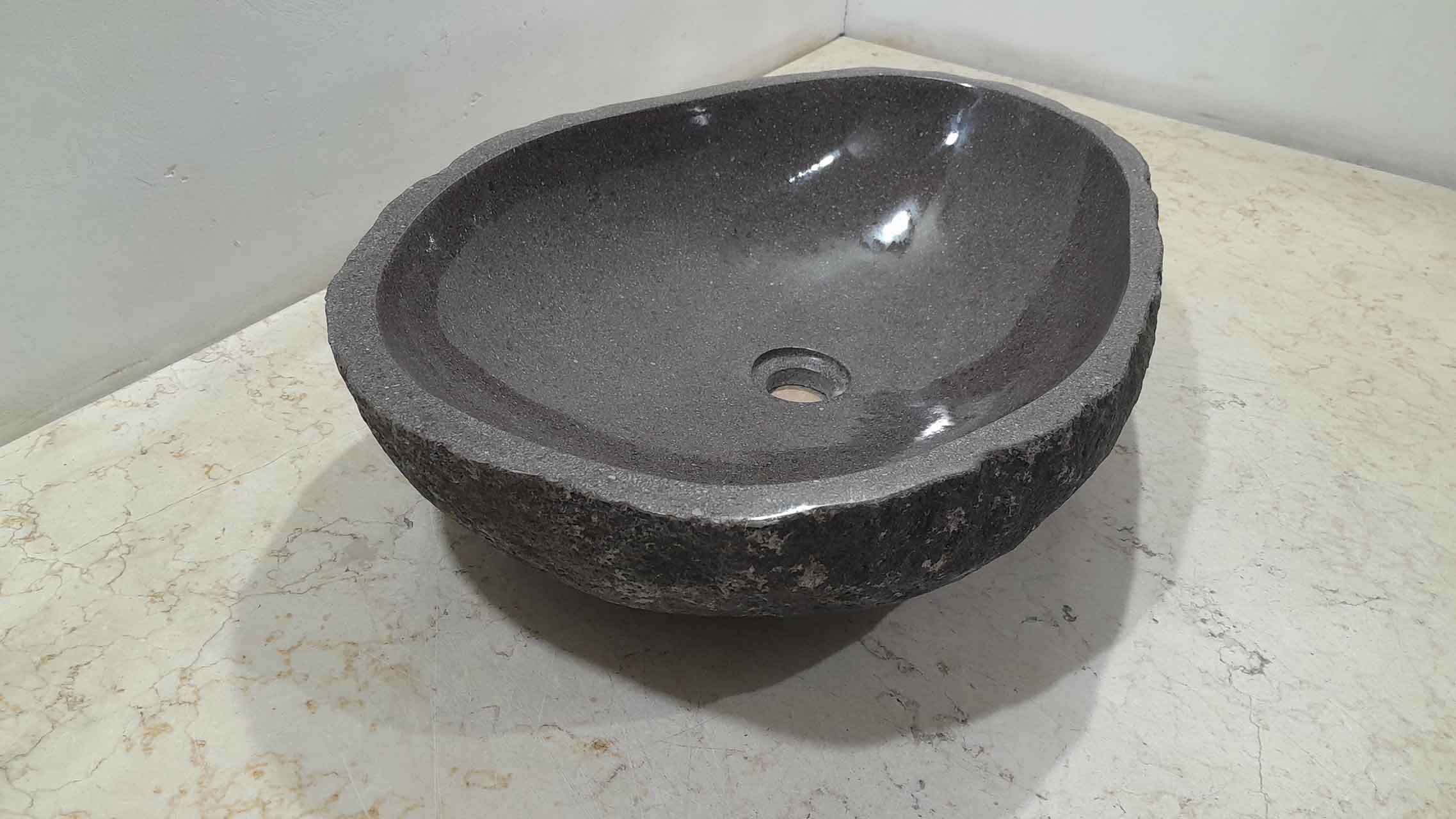 Wasbak riviersteen RXL231106, 61x41x15 cm