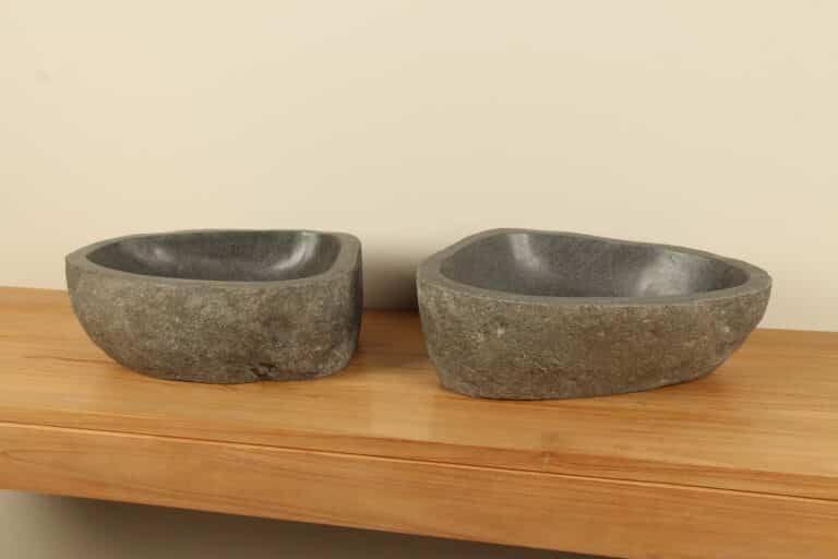 Wasbakken riviersteen set RM070307AB, 45x33x15 cm