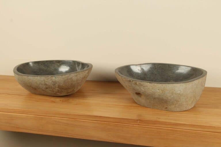 Waskommen riviersteen set RM070320AB, 45x34x15 cm