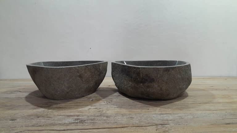 Wasbakken riviersteen set RM250307AB, 41x35x15 cm