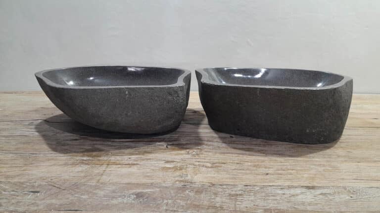 Wasbakken riviersteen set RM250319AB, 46x37x15 cm