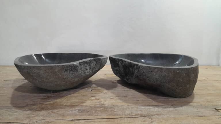 Wasbakken riviersteen set RM250334AB, 48x40x15 cm