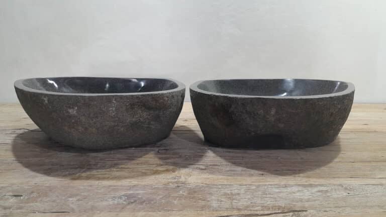 Wasbakken riviersteen set RM250338AB, 47x36x15 cm