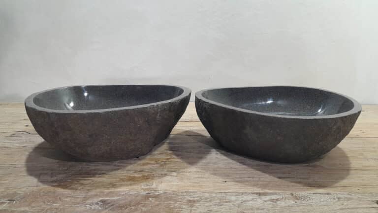Wasbakken riviersteen set RM250344AB, 46x39x15 cm