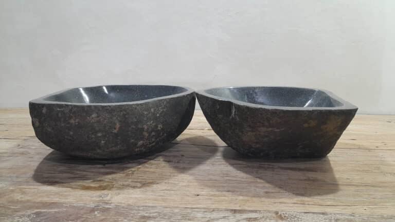 Wasbakken riviersteen set RS250307AB, 37x36x15 cm