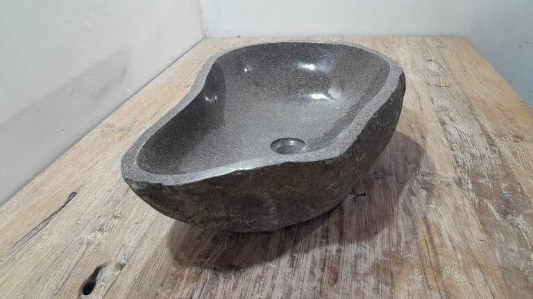 Waskom riviersteen RXL250327, 62x40x15 cm