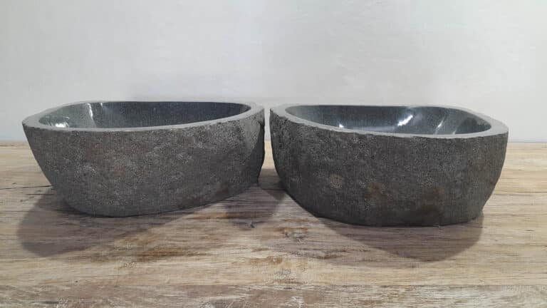 Waskommen riviersteen set RM250316AB, 43x40x15 cm