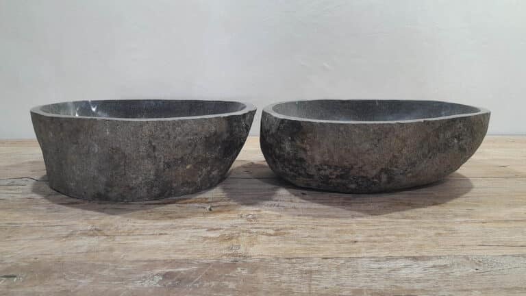 Waskommen riviersteen set RM250322AB, 47x36x15 cm