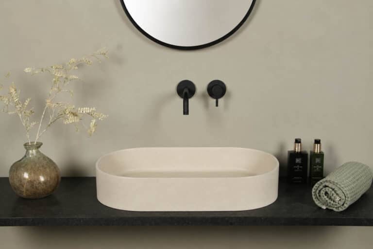 Terrazzo Wasbak Zandkleur 60×35 cm | TRZ-503zs