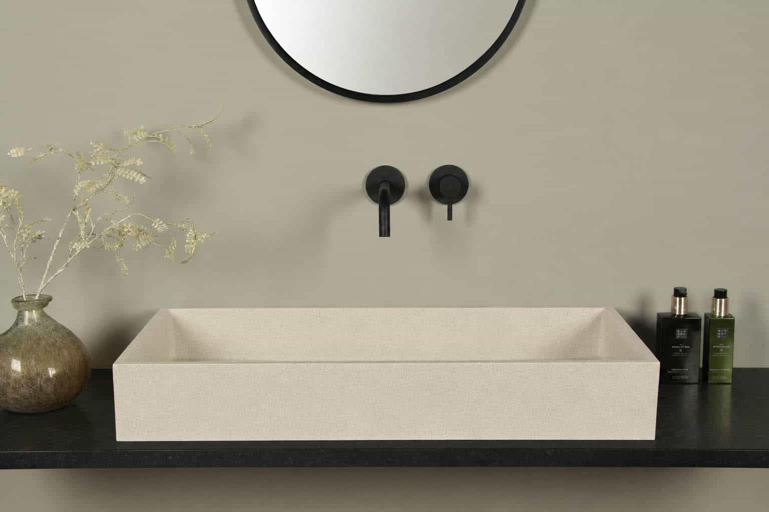 Wasbak Terrazzo Zandkleur Rechthoek 80×39 cm | TRZ-511zs